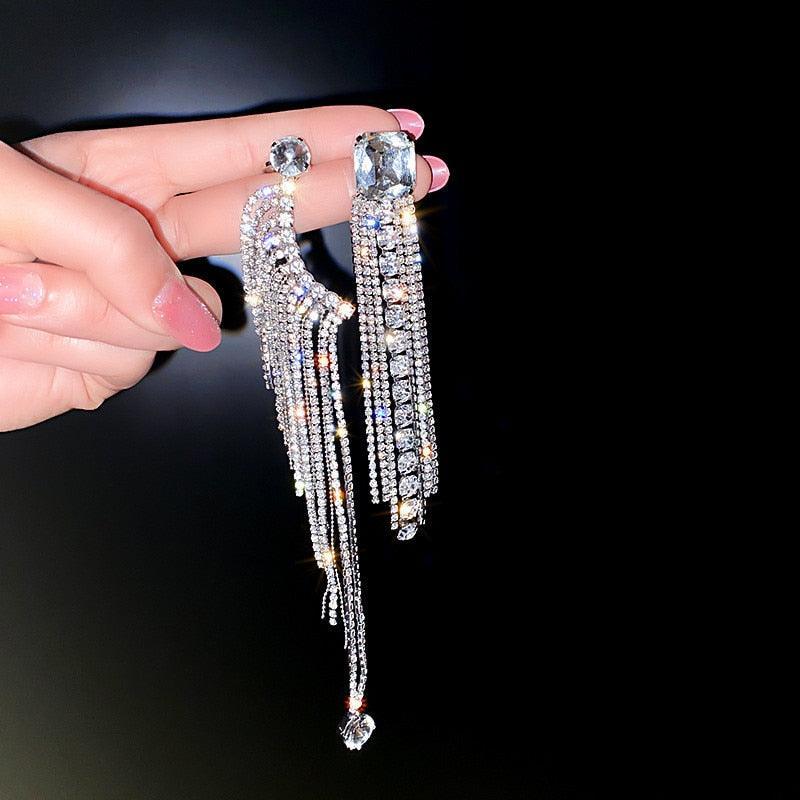 Crystal Tassel Drop Earrings from The House of CO-KY - Earrings