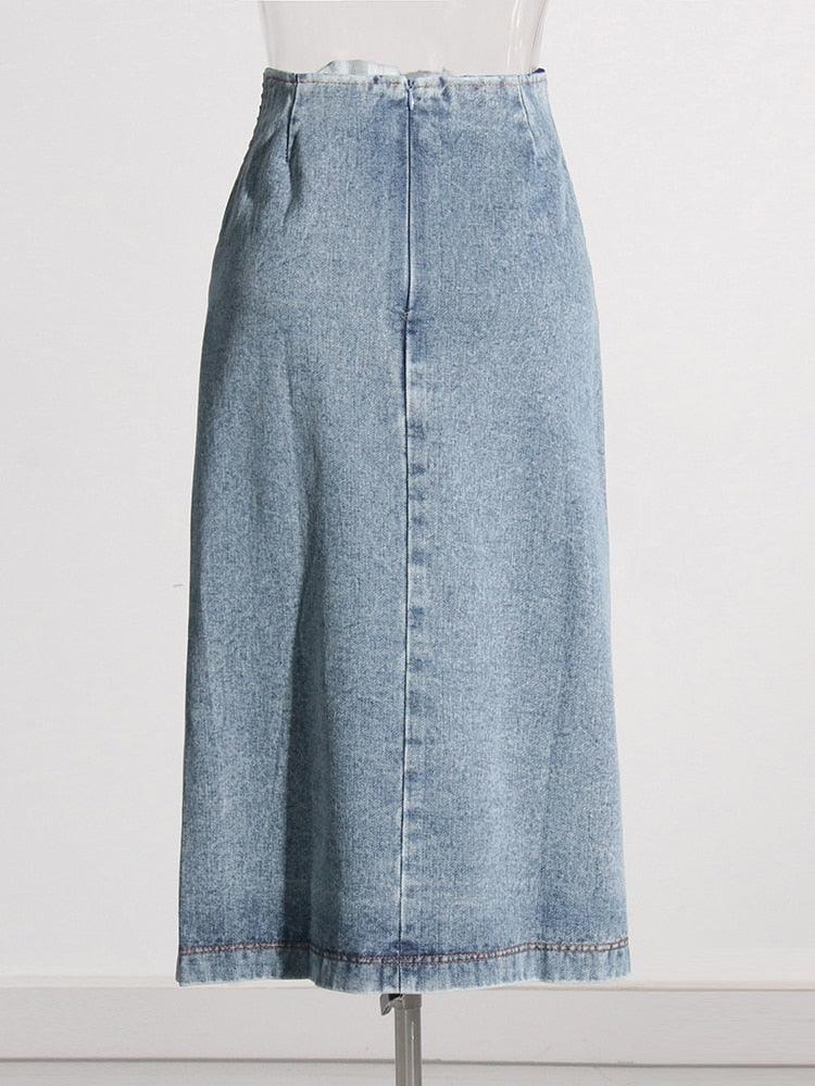 Isabelle High Waist Denim Skirt from The House of CO-KY - Skirts