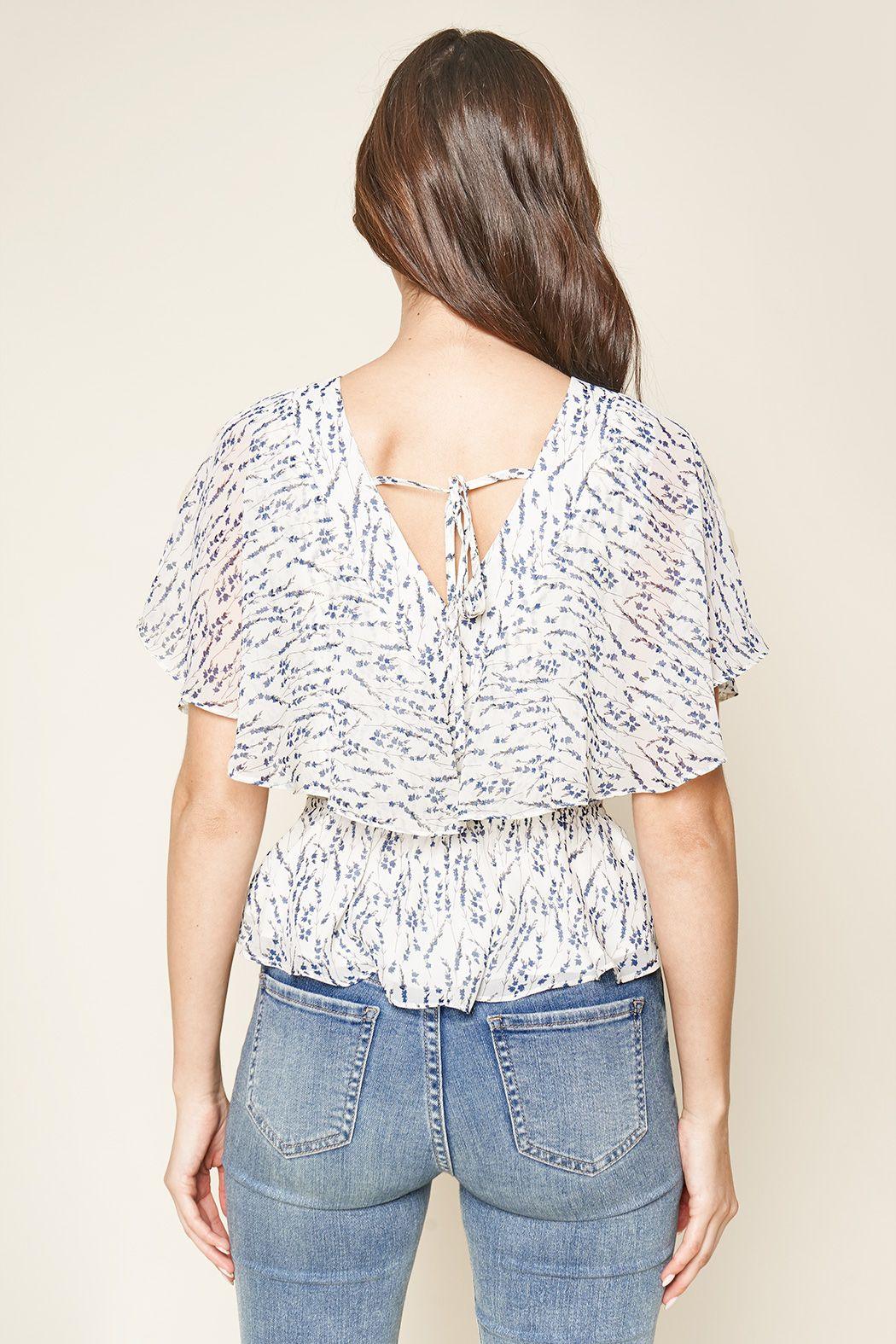 Pepa Floral Print Peplum Top from The House of CO-KY - Shirts & Tops