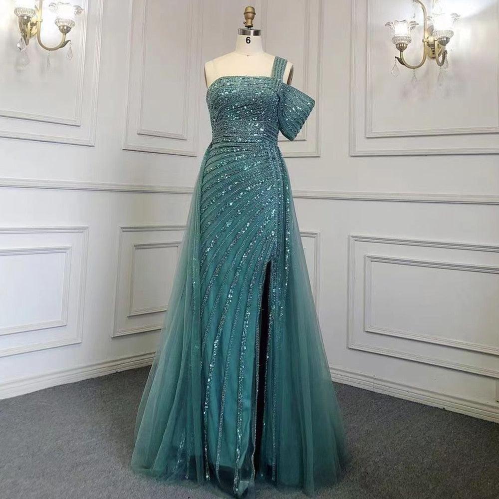 Stephanie High Split Beaded Gown from The House of CO-KY - Gowns